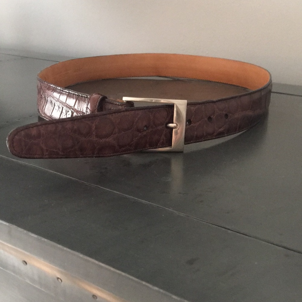 Mens alligator belt matte finish